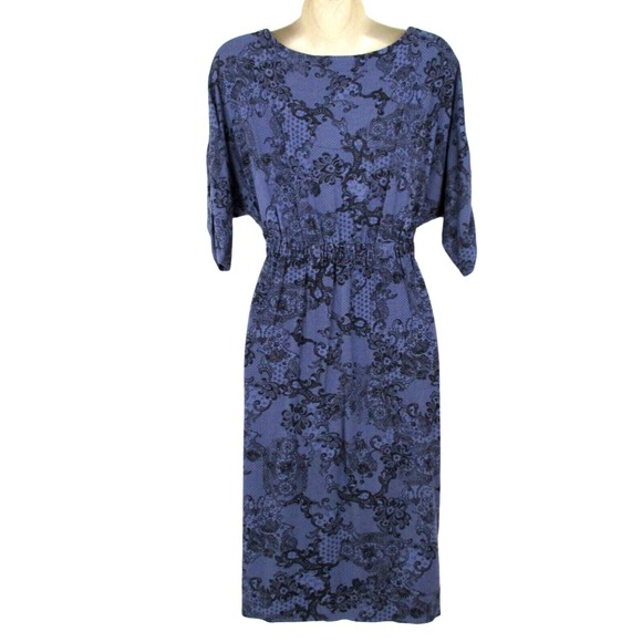 Soma Intimates Nightgown Womens Small Lace Print Dolman Sleeve Drawstring Lounge - Picture 2 of 13